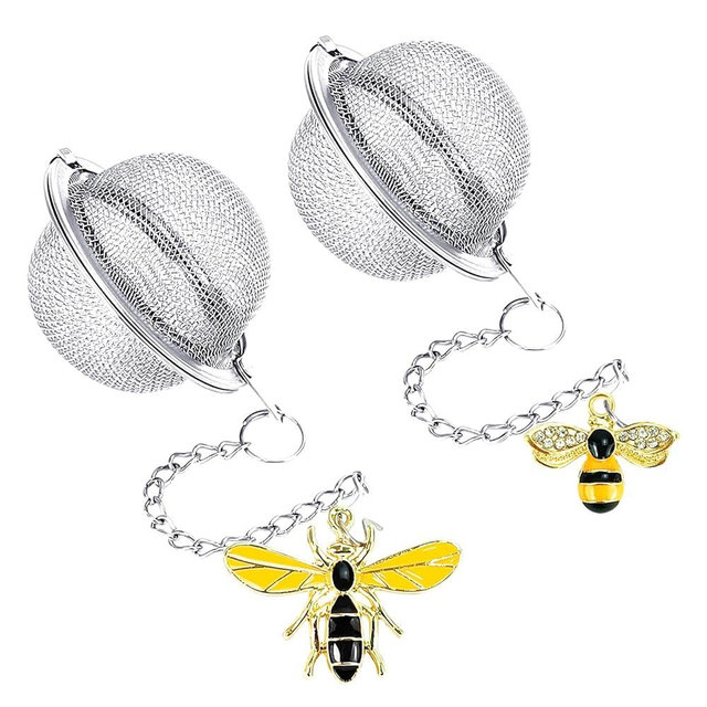 Stainless Steel Mesh Tea Infuser, 2.1 inch Tea Ball with Honey Bee Pendant Tea Strainer Tea Diffuser Tea Steeper for Filtering Tea,Tea Infusers for Loose Tea