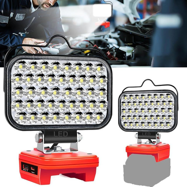 Cordless LED Work Light for Milwaukee 18v Battery,80W Portable Flood Light with USB and Type C Charger Ports for Camping Emergency Workshop(No Battery)