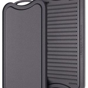 Cast Iron Reversible Grill Griddle (New Design) 17 x 10 inches by Utopia Kitchen