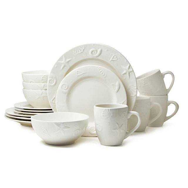 Thomson Pottery Seashells 16-Piece Stoneware Dinnerware Set