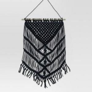 Macrame Wall Hanging Black (16"x 28") - Black - Threshold™