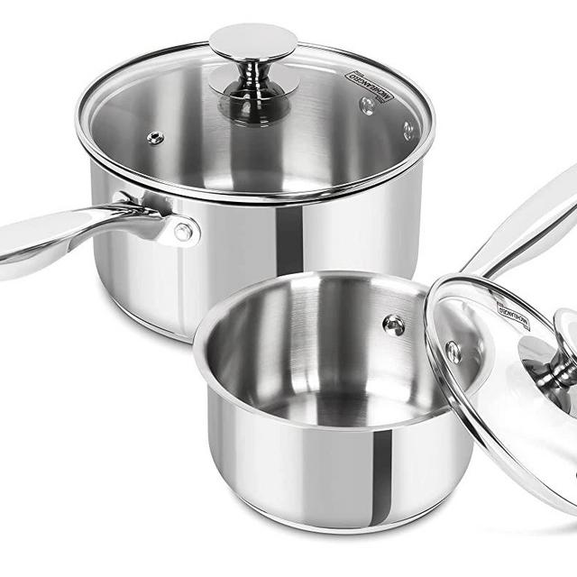MICHELANGELO Stainless Steel Saucepan Set with Lids, 1 QT and 3 QT Saucepan Pot Set, Nonstick Saucepans, 4 Piece, Dishwasher Safe, Induction Compatible