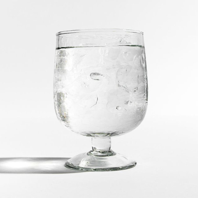 Hammered Handcrafted Short Glass Goblets, Single - Clear