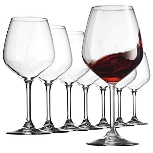 Bormioli Rocco 18oz Red Wine Glasses, Crystal Clear Star Glass, Laser Cut Rim For Wine Tasting, Lead-Free Cups, Elegant Party Drinking Glassware, Dishwasher Safe, Restaurant Quality (Set of 8)