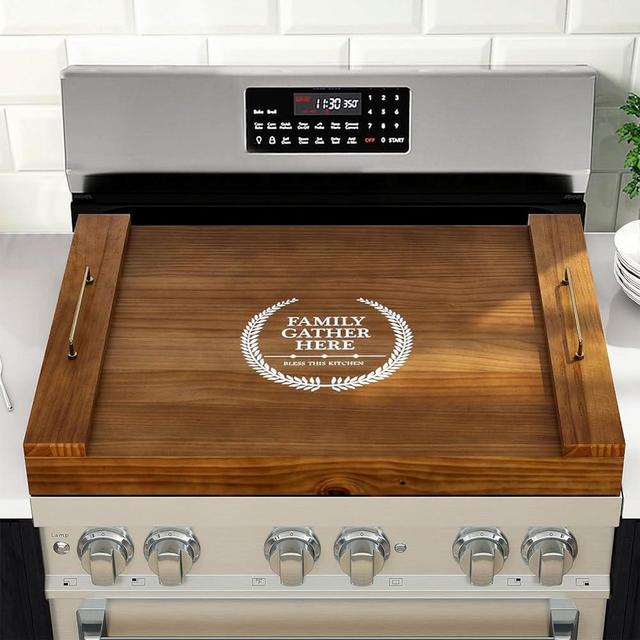 Noodle Board Stove Covers with Handles (30x22 inches, Solid Pine) Stove Cover for Electric and Gas Stove, Sink Cover RV Stove Top Cover