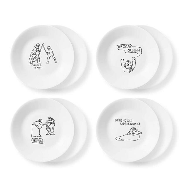 Corelle Disney Star Wars Doodles 6.75" Appetizer Plates, 8 Pack