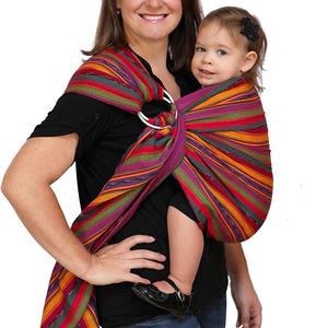 Maya Wrap Lightly Padded Ring Sling Baby Carrier - Bright Stripes - Medium
