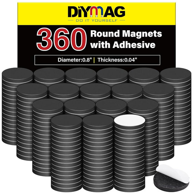 DIYMAG Magnets with Adhesive Backing, 360Pcs Diameter 0.8’’ x 0.04” Fridge Magnet Dot Classroom Must Have Round Magnetic Tape Flexible Sheets for Crafts Whiteboard Refrigerator Easy Peel and Stick