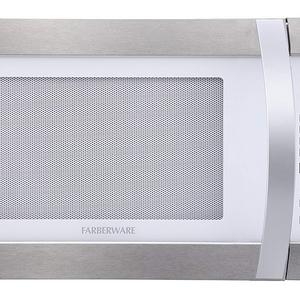 Farberware Professional FMO13AHTPLE 1.3 Cu. Ft 1100-Watt Microwave Oven with Smart Sensor Cooking, White and Platinum