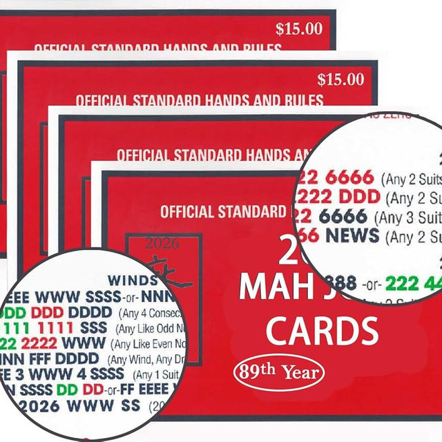 mah Jong 2026 Cards Official Revision - Large Size - 4Pcs