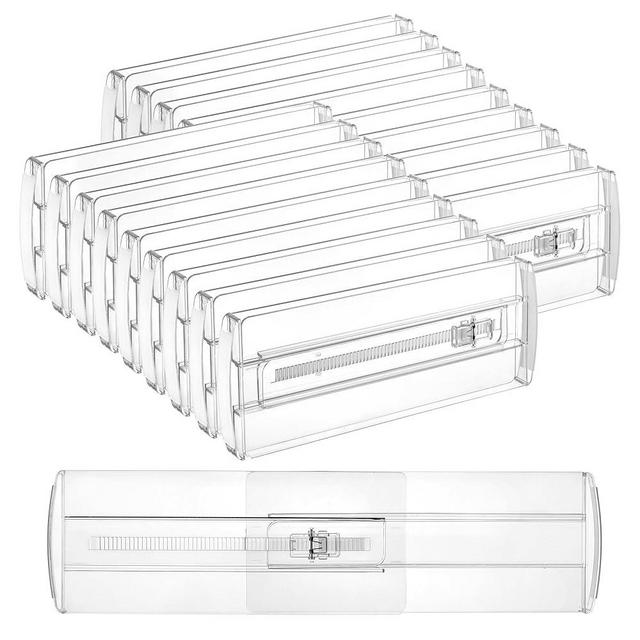 Vtopmart 18 Pack Drawer Dividers for Clothes, 4" High 10.2"-16.6" Adjustable Expandable Dresser Drawer Organizer, Clear Plastic Separators for Dresser, Baby Clothing, Underwear, Cosmetic, Toiletries