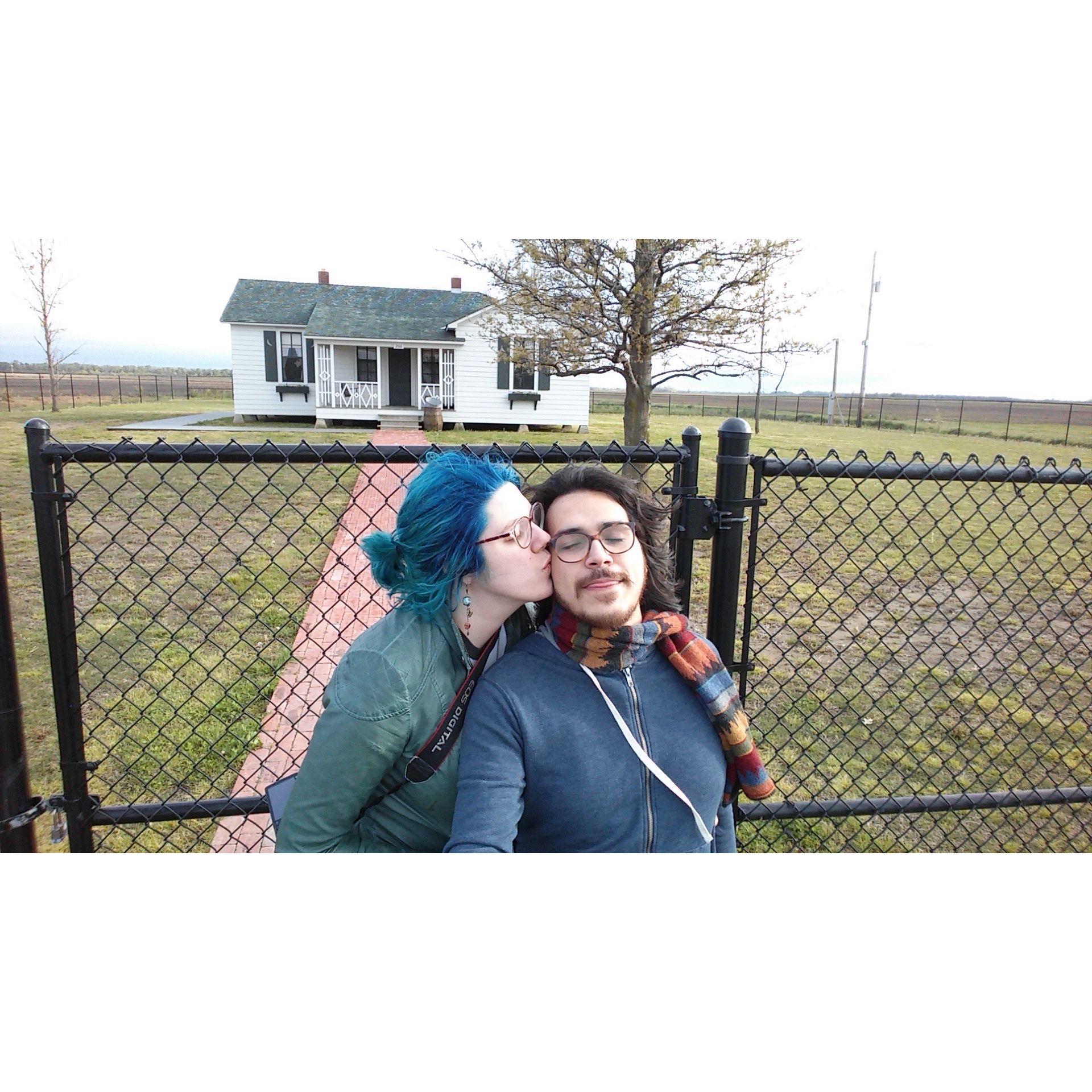Us outside Johnny Cash’s Childhood Home