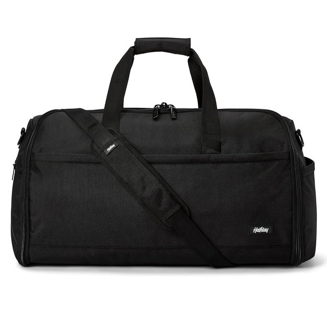Halfday Convertible 2-in-1 Premium Garment Duffel Weekender Bag 45L | Wrinkle-Free Travel, Hanging Suit Compartment, Shoe Pockets, Trolley Sleeve. Balistic Nylon Carry-On, Jet