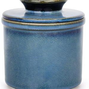 French Butter Dish, Butter Crock for Counter with Water Line, Ceramic Butter Keeper for Spreadable Butter - Chrismas Gift Home Kitchen Decor - Reactive Glaze Collection - Blue