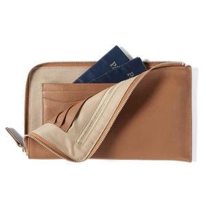 Leatherology Slim Zip Travel Wallet - Cognac