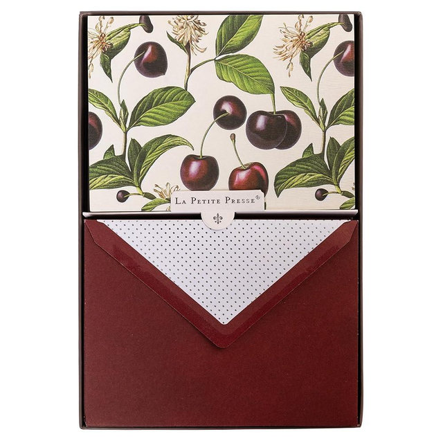 Cerise Designer Cards by Graphique Luxe Collection, Silver Foil Embossed Stationery Boxed Set, 10 Blank Cards with 11 Envelopes, All Occasion Greetings, 5.25" x 3.8"