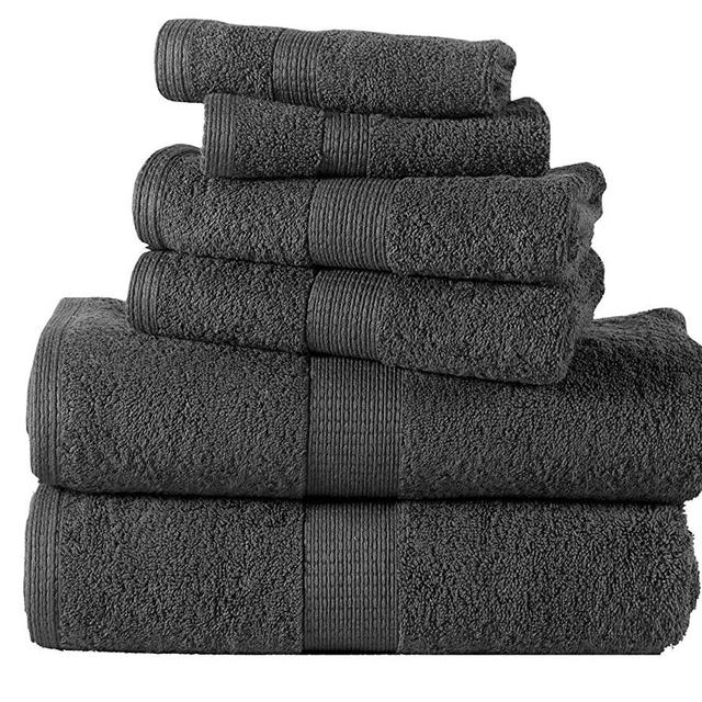 Grey Bath Towels for Bathroom Set - 100% Cotton 6 PC Towels Set, Highly Absorbent Bathroom Towel Set, 2 Gray Bath Towels, 2 Hand Grey Towels, 2 Wash Cloths for Your Body and face-Grey Bath Towels Set