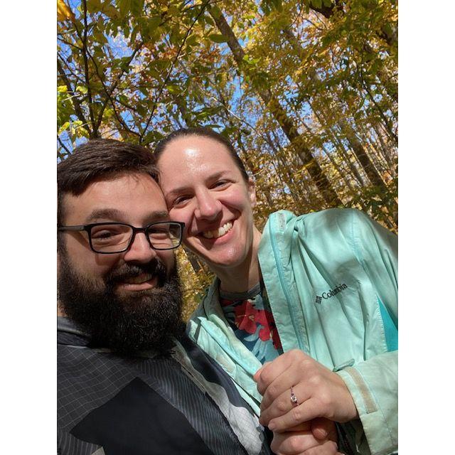 This photo was taken right after Nick proposed!