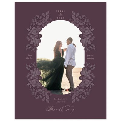 Dark Plum, Purple Wedding Digital Save the Date - Siena Portrait
