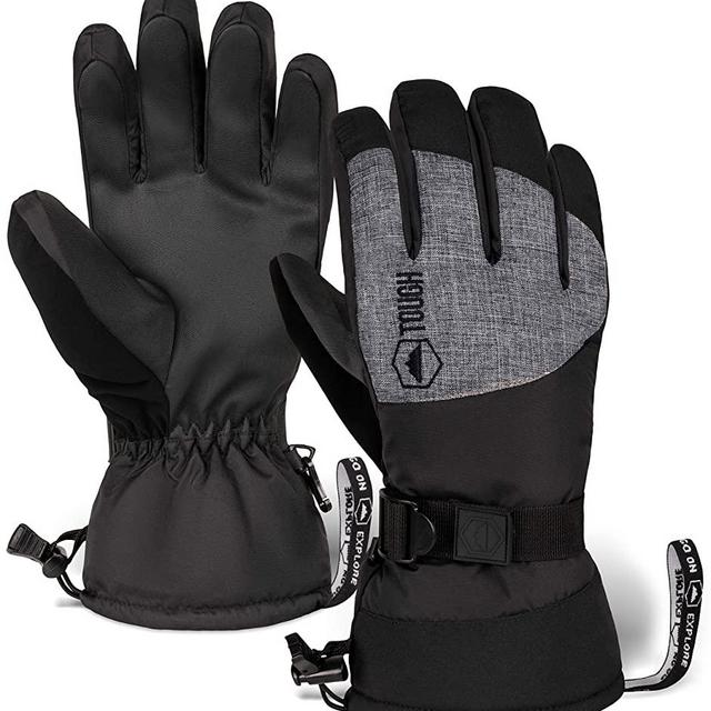 Ski & Snow Gloves - Waterproof & Windproof Winter Snowboard Gloves for Men & Women for Cold Weather Skiing & Snowboarding - With Wrist Leashes, Nylon Shell, Thermal Insulation & Synthetic Leather Palm