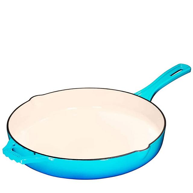 Cast Iron Skillet, Non-Stick,12 inch Frying Pan Skillet Pan For Stove top, Oven Use & Outdoor Camping with Pour Spouts, Even Heat Distribution (Caribbean)