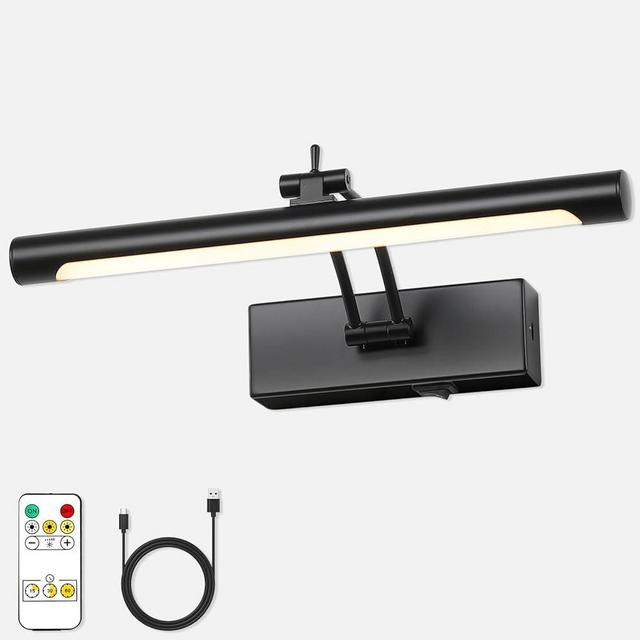 7Degobii Wireless Picture Light for Wall Battery Powered Picture Light with Remote and Timer,12in Gallery Lights Black 3CCT Rechargeable Art Light Adjustable LED Display Lighting