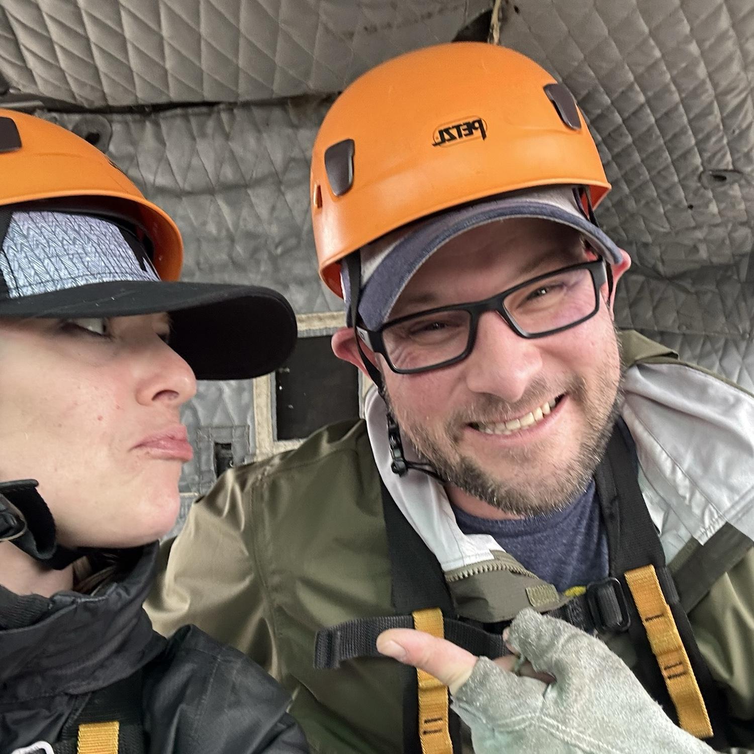 Rope course: Marissa learned she's afraid of heights. Dane did awesome!