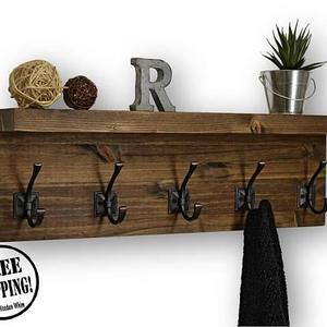 Floating Shelf Coat Rack 5 Hooks