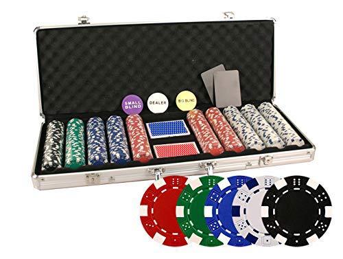 DA VINCI 500 Piece Executive 11.5 Gram Poker Chip Set with Case and Cards - Dice Striped