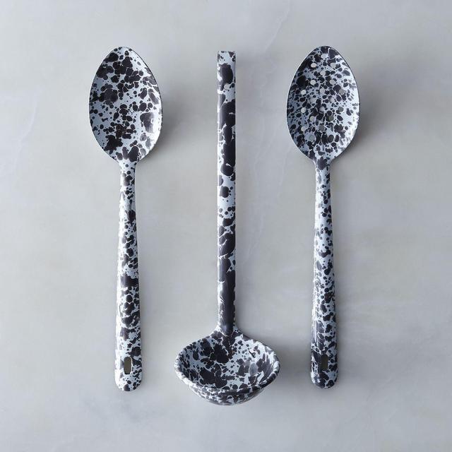 Grey Splatter Enamel Serving Utensils (Set of 3)