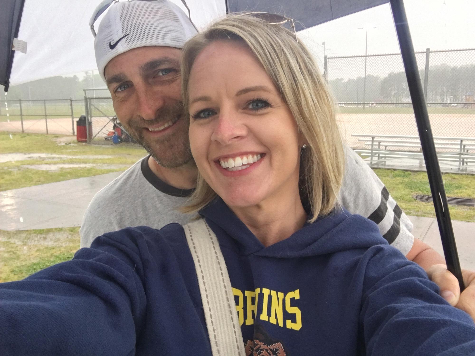 Rainy day at the ballpark watching Preston