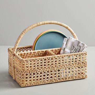 [West Elm]: Rattan Flatware Caddy