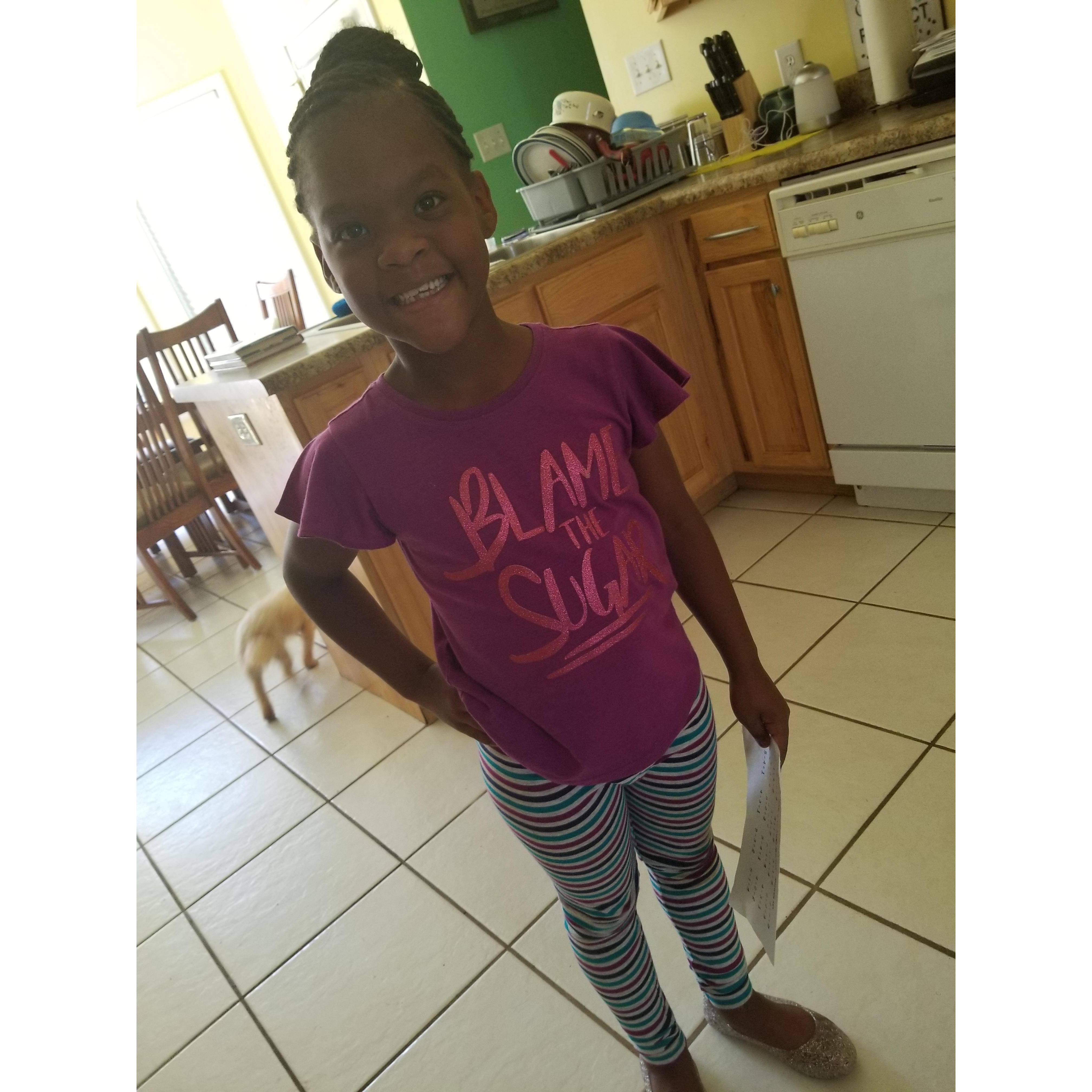 Our sweet girl! She's as bossy as they come, but she's also the sweetest little girl you'll ever meet. She has a heart of gold. She's the other "mommy" of the house.