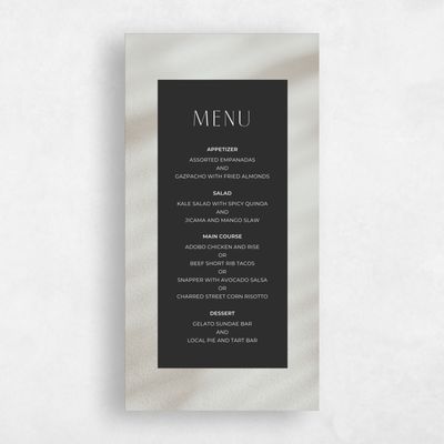 Onyx, Black Wedding Menu - Pinellas