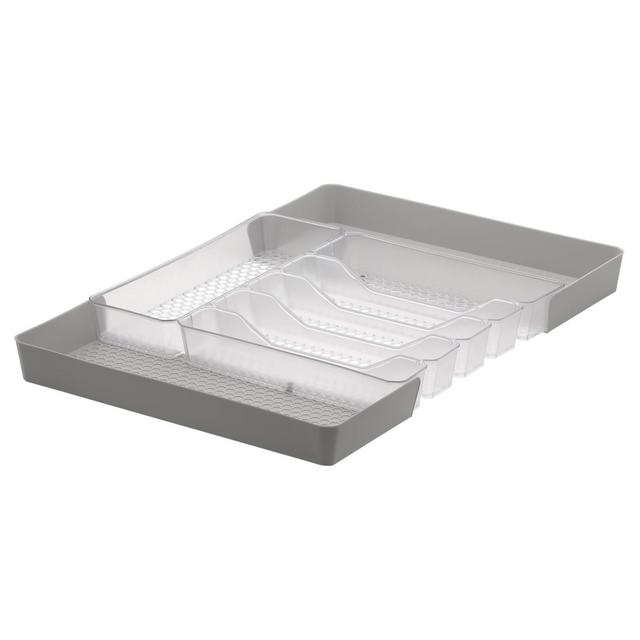 13"x16" Hexa 6-Divider Expandable Silverware Tray (Expands up to 23.25")Clear - Spectrum Diversified