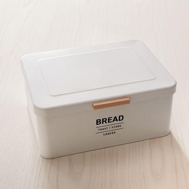 Utility Bread Box, Lidded, White/Black, Each