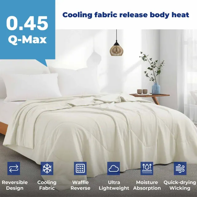 Peace Nest Lightweight Breathable Cooling Waffle Reversible Blanket Summer Dual-side Comfort for Hot Sleepers, Cream, King