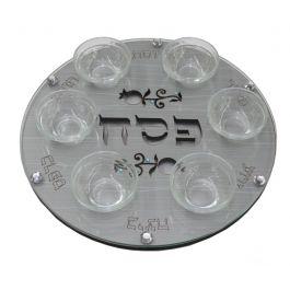 Seder Plate Round Wood Cut Pomegranate - Lily Art Collection