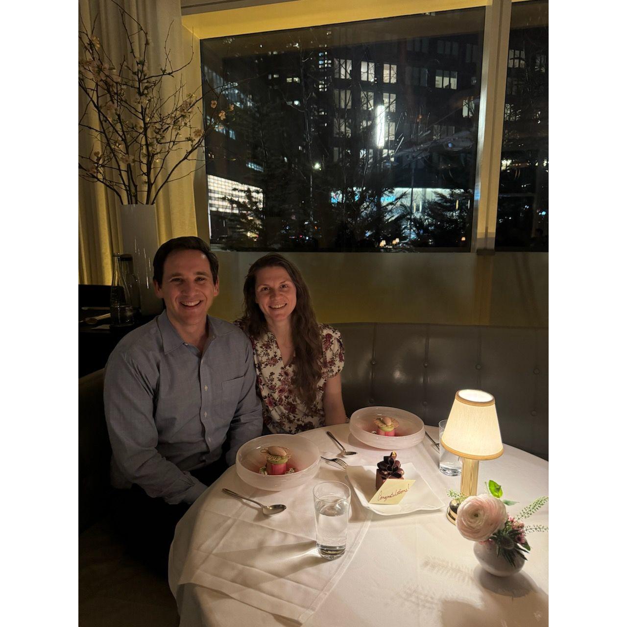 Getting dinner the day we got engaged