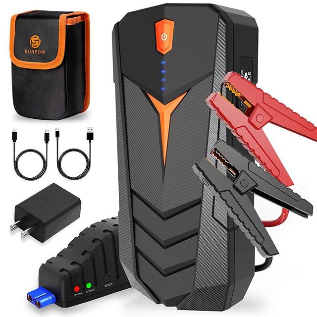 Jump Starter, Sun POW 1500A Peak Car Jump Starter for Up to 8L Gas or 6.0L Diesel Engine, 12V Auto Lithium Battery Booster for Cars, Trucks, SUV, Portable Power Pack with USB Quick Charge 3.0