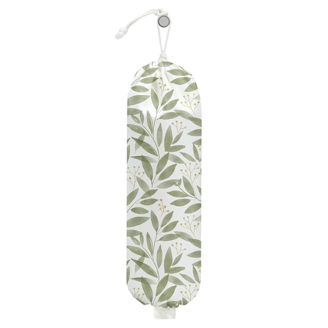 Watercolor Leaves Plastic Bag Holder, Wall Mount Grocery Bag Holder for Plastic Bags, Cottage Core Rustic Leaves Reusable Grocery Bags Storage Dispenser, Farmhouse Home Kitchen Decor