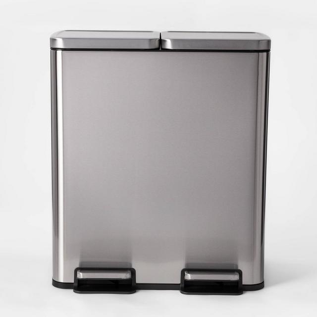 60L Stainless Steel Step Trash and Recycle Can - Made By Design™