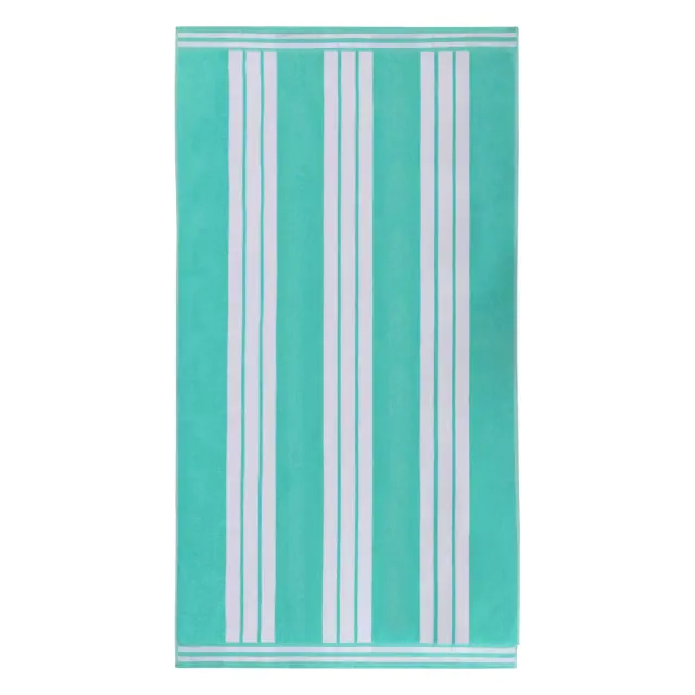 Striped Oversized Extra Large Cotton Beach Towel, 1 Piece, Mint - Blue Nile Mills
