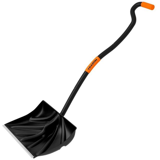 Snow Shovel Heavy Duty for Driveway with Ergonomic Handle to Use Without Backpain for Home Garage Car - Snow Shovel with 18 Inch Blade Large Capacity and 150 Inch Long Ergonomic Handle (Black)