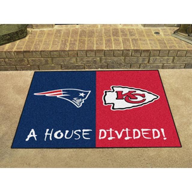 FANMATS NFL House Divided - Patriots/Chiefs House Divided Mat 33.75"x42.5", 22315