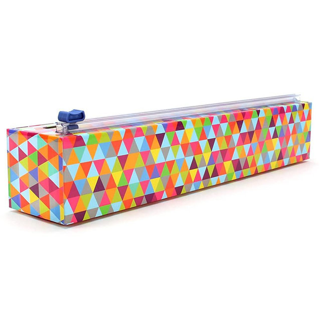 ChicWrap Triangle Refillable Plastic Wrap Dispenser with Slide Cutter and 250' of Professional BPA Free Plastic Wrap