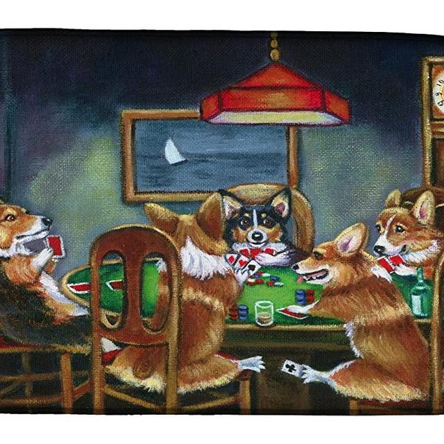 Caroline's Treasures 7416DDM Corgi Playing Poker Dish Drying Mat, 14 x 21", multicolor