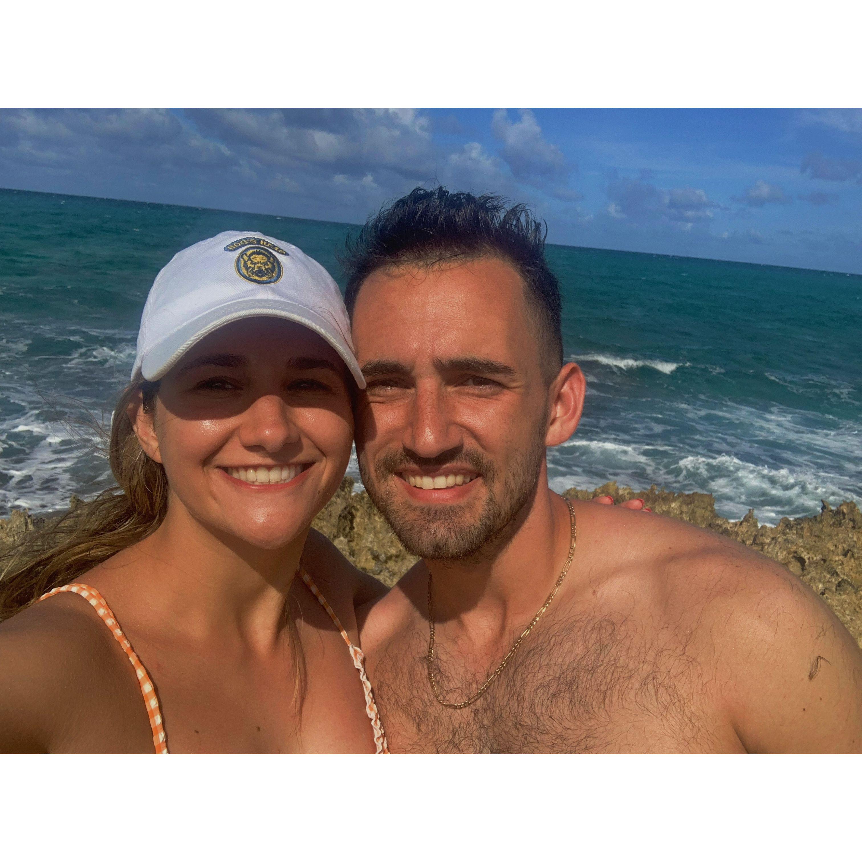 Us after we took a canoe from the shore of a beach in Kailua to a small bird preserve