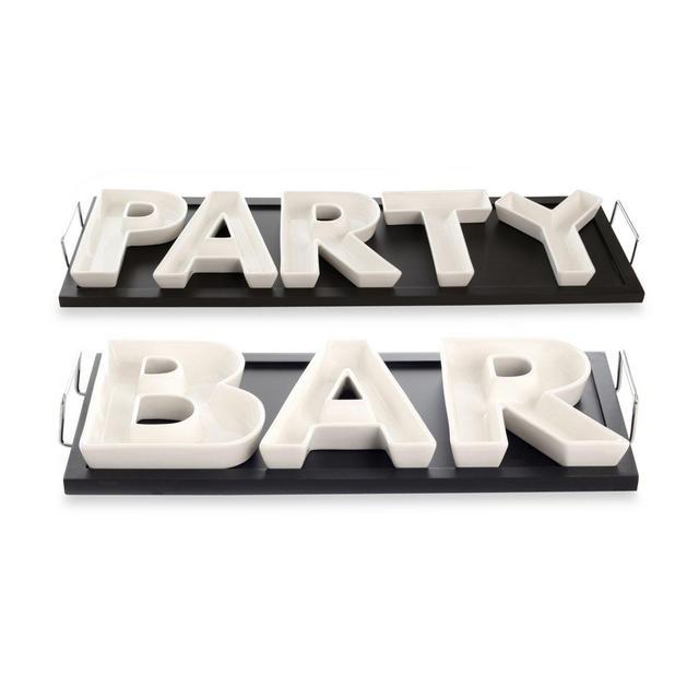 Red Vanilla Bar & Party Serving Dishes with Trays
