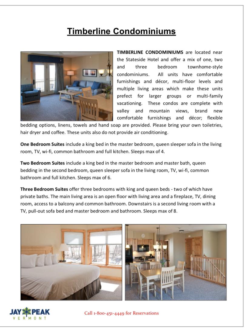 Lodging and booking information: Timberline Condominiums